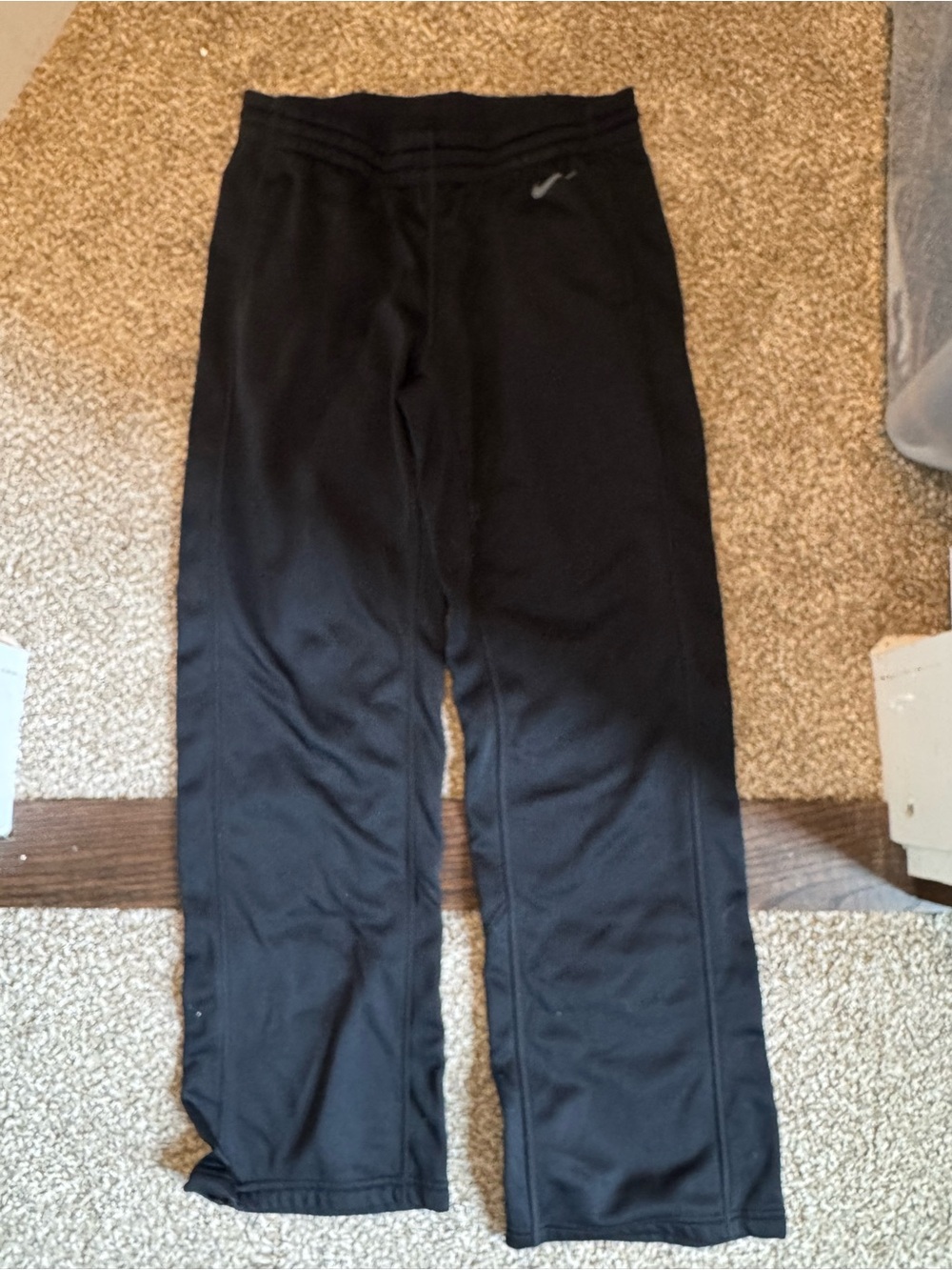 Nike Black Straight-Leg Athletic Pants with Small Swoosh